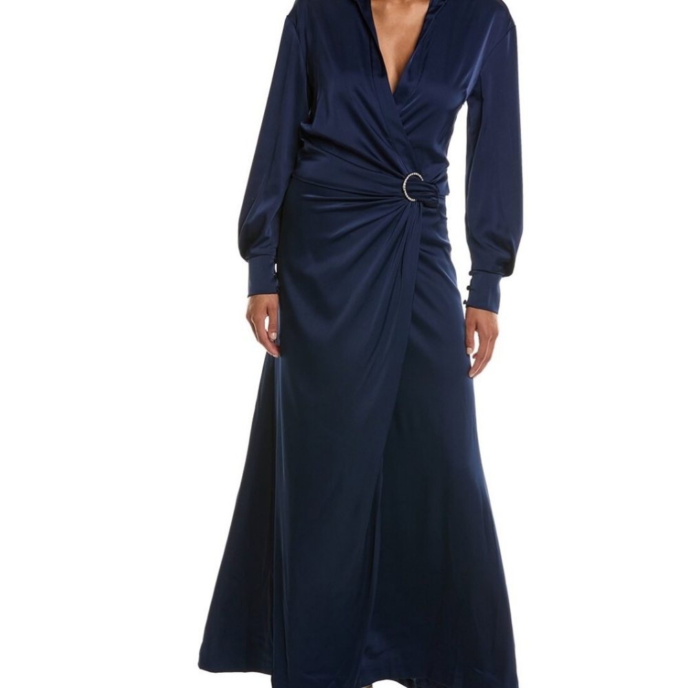 Halston Ivon Navy Wrap Dress NWT Size 6